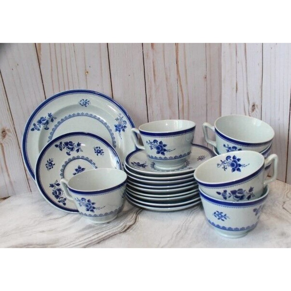 Spode England Y2649 GLOUCESTER BLUE & GOLD Teacup / saucer / bread plate set